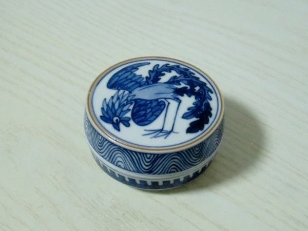 染付　鶏　香合