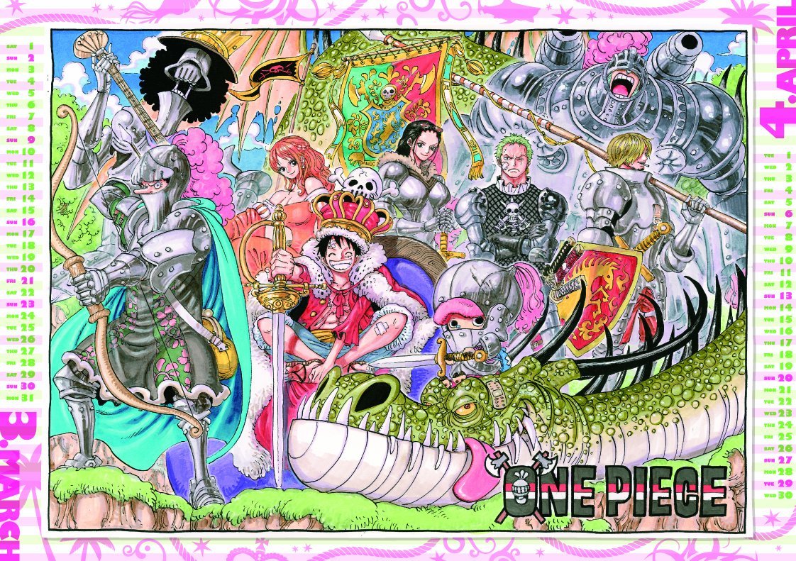 迫力のカラーイラスト One Pieceカレンダー14 予約受付スタート 9月27日まで One Piece ワンピース 道場 アニメ 漫画 まにあ道 趣味と遊びを極めるサイト